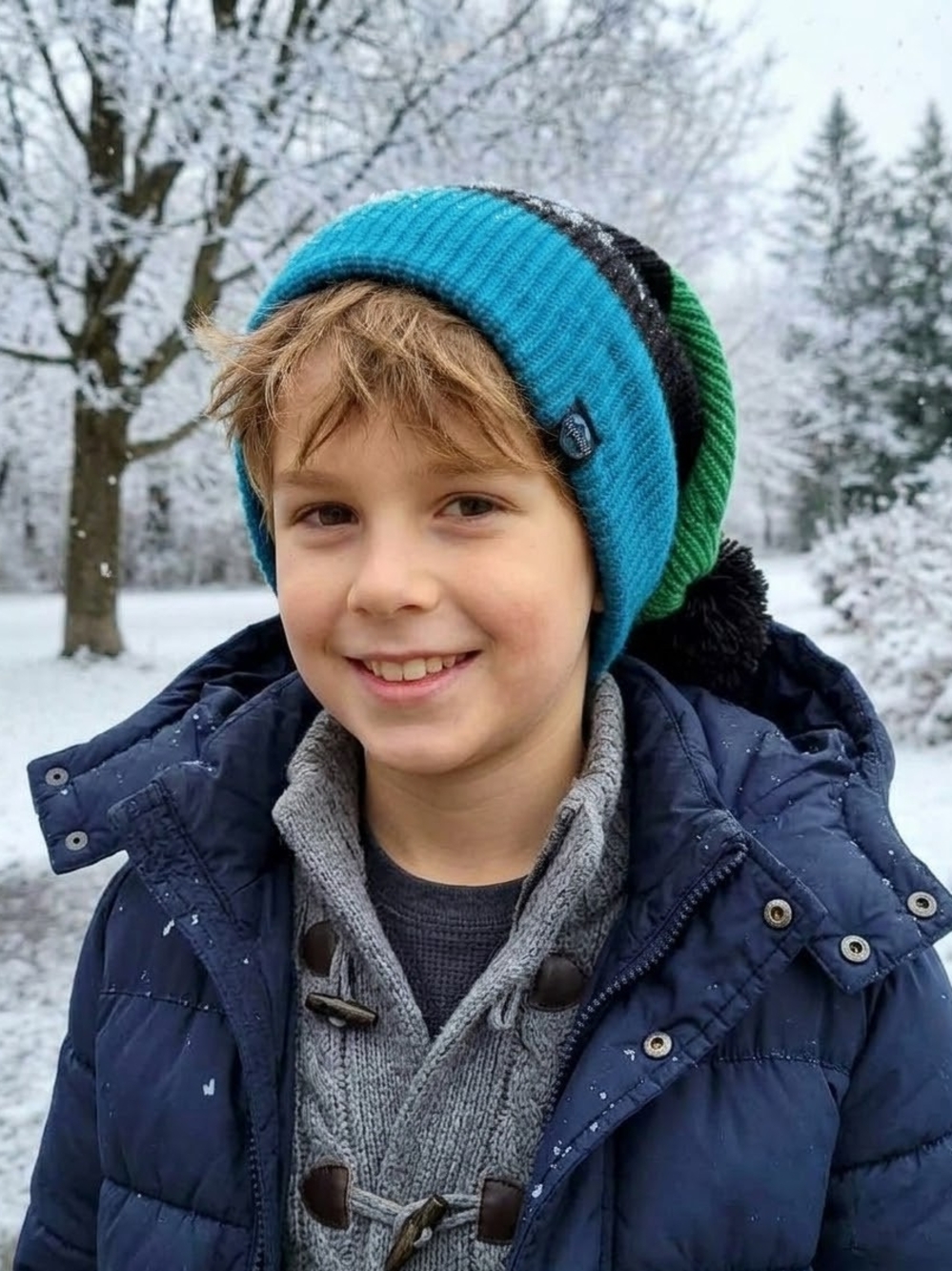 NWOT - BURTON Kids Striped Pom Pom Beanie Hat